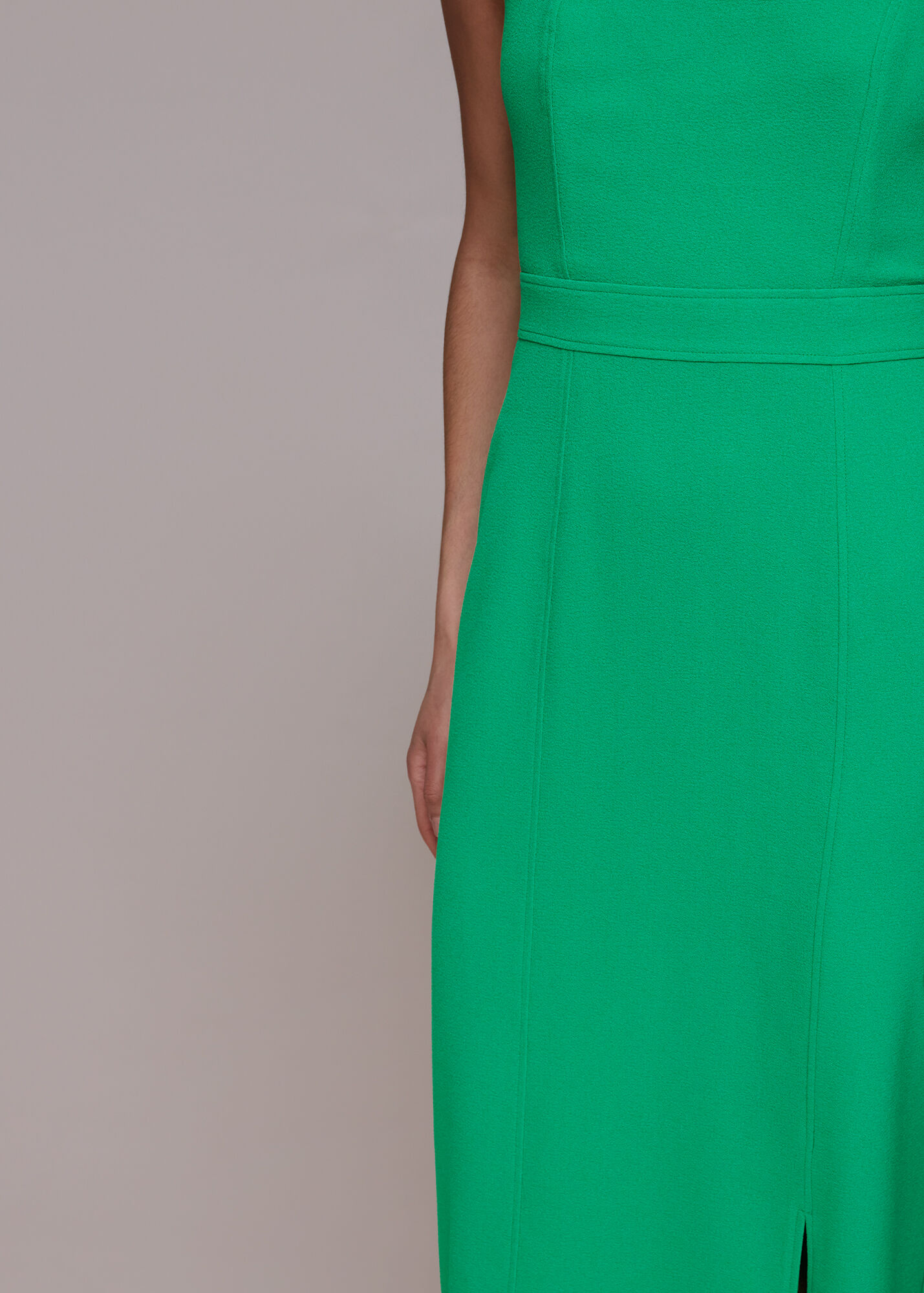 Whistles long sleeve maxi tea dress in neon green gingham